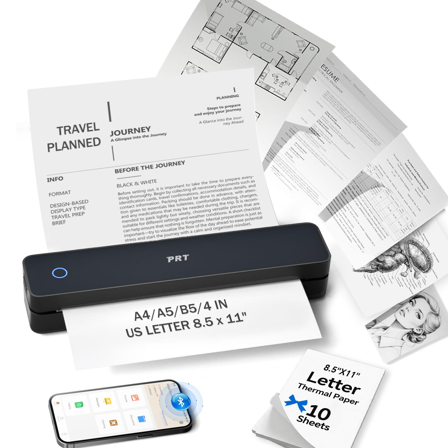 Inkless Printer ポータブルプリンター Amazon.com: PRT Inkless Portable Printer for Travel, Wireless